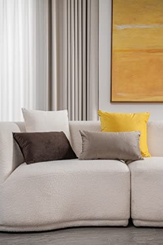 DEZENE Cozy 12x20 Taupe Soft Velvet Pillow Covers for Farmhouse Decor