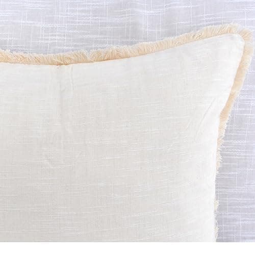 20x20 Boho Farmhouse Textured Cotton Pillow Covers with FringeAccent Pillowcases Set of 2