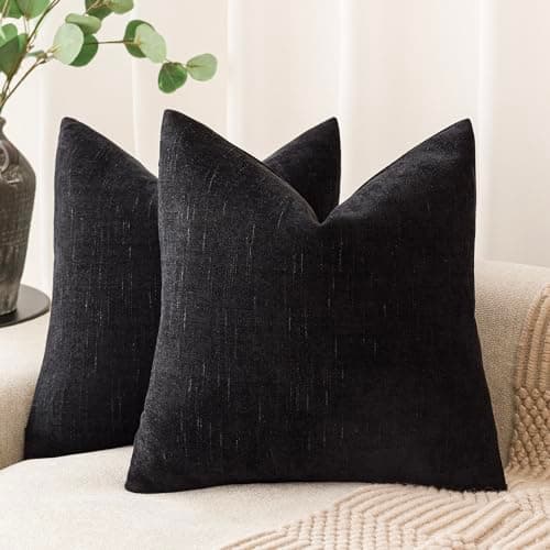 Farmhouse Style Set of 2 Throw Pillow Covers 18x18 Inch, Taupe