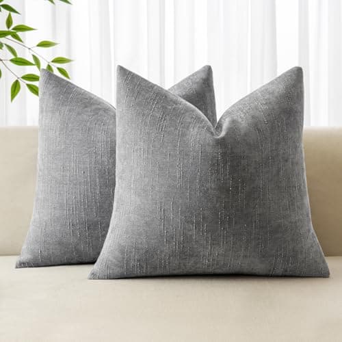MIULEE Soft Chenille Throw Pillow Covers, Beige, 18x18 Inch