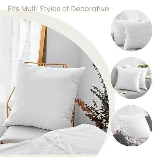 18x18 White Soft Fluffy Down Alternative Throw Pillow Insert Set