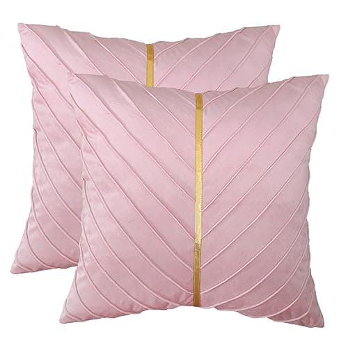 Tosleo Gold Leather Decor 18x18 Inch Brown Velvet Throw Pillow Covers