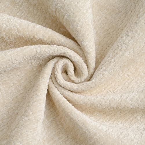 FUTEI Cream Chenille Throw Pillow Covers, 18x18 Inch Set of 2