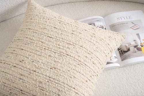 Zealax Textured Boucle 18x18 Cream Pillow Covers Square Accent Décor
