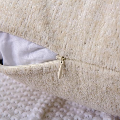 Neutral Soft Decorative Throw Pillow Covers for Couch and Living Room - Set of 2