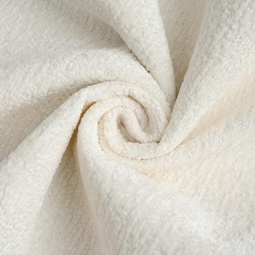 FUTEI Cream Chenille Throw Pillow Covers, 18x18 Inch Set of 2