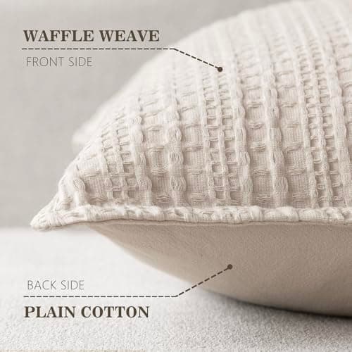 Decorative Textured Throw Pillow Covers for Euro Sham Cushions - Set of 2 (18×18 Inch)