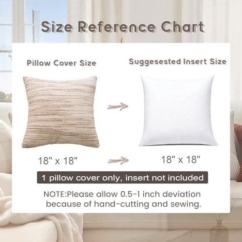 Brown and Cream Textured Striped Pillow Cover 18x18, Modern Farmhouse Decor for Couch Bed Sofa