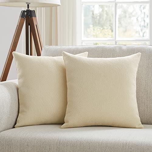 Meekio Neutral 18x18 Inch Soft Boucle Pillow Covers for Sofa Décor