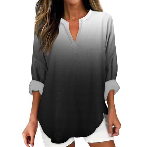 V Neck Long Sleeve Button Down Blouses