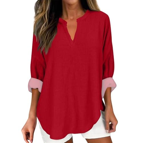 V Neck Long Sleeve Button Down Blouses