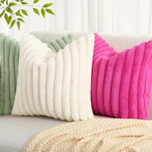 Christmas Faux Fur Throw Pillow Covers 18x18 Set of 2 for Living Room