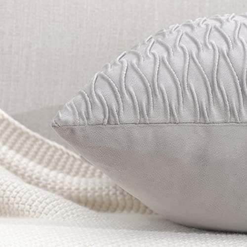 MADIZZ Greyish White Textured Velvet Throw Pillows 18x18inch Cushion Covers