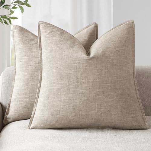 Foindtower Boho Farmhouse Pack of 2 Natural Beige 26x26 Inch Throw Pillow Covers