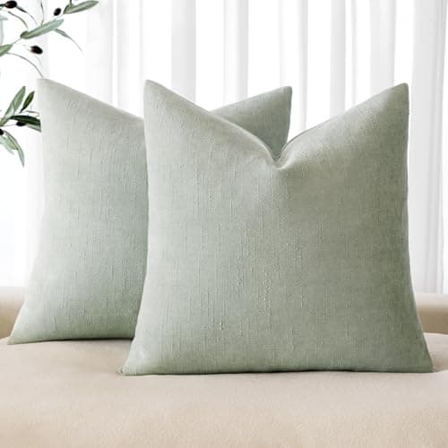 MIULEE Soft Chenille Throw Pillow Covers, Beige, 18x18 Inch