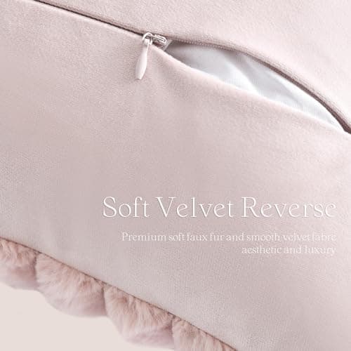Faux Fur Plush Throw Pillow Covers Set of 2 for Home Decor, 20x20 Inch, Dusty Pink
