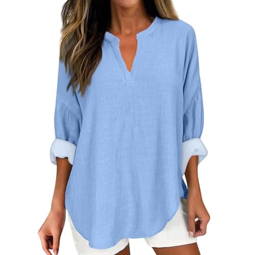 V Neck Long Sleeve Button Down Blouses