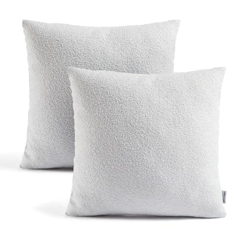 Spring Soft Boucle Throw Pillow Covers, Set of 2 Beige Accent Cushion Covers
