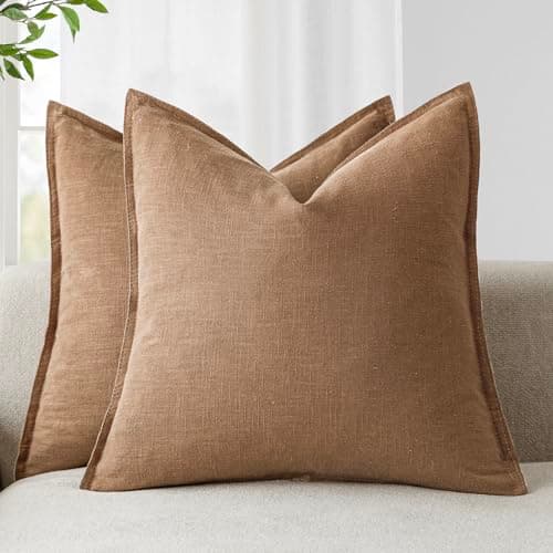 Foindtower Boho Farmhouse Pack of 2 Natural Beige 26x26 Inch Throw Pillow Covers