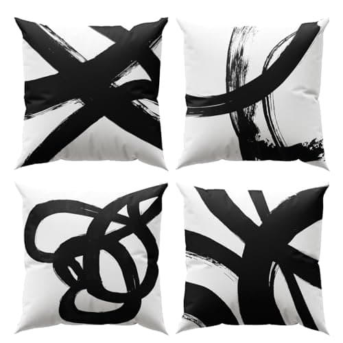 Boho Green Geometric Gold Leaf Pillow Covers Set of 4