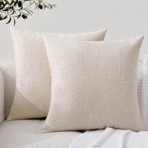 Neutral Soft Decorative Throw Pillow Covers for Couch and Living Room - Set of 2
