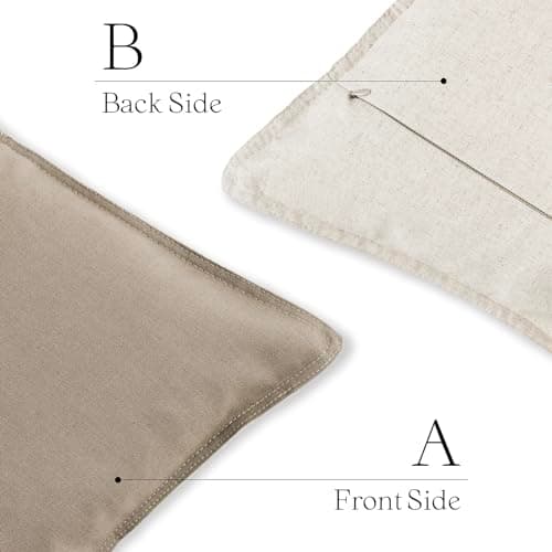 2-Pack Modern Farmhouse Decorative Throw Pillow Covers 22x22 Inch Taupe - Neutral Cotton Linen Accent Pillowcase for Living Room