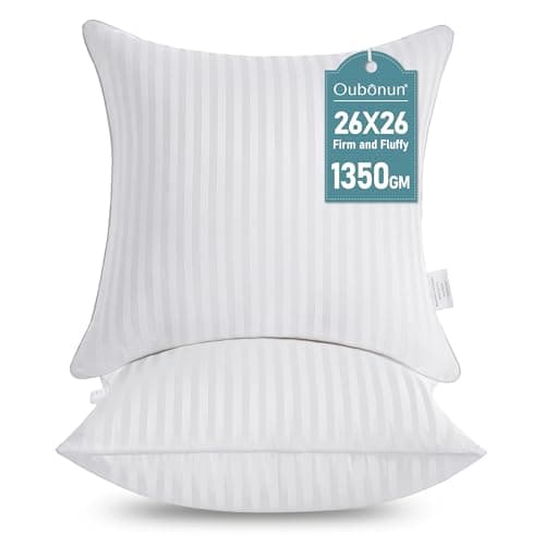 Oubuna White Down Alternative Pillow Inserts, Firm & Fluffy, Pack of 2