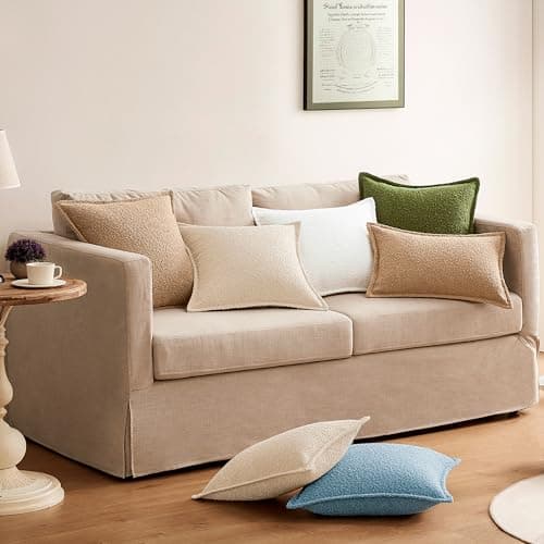 DFXSZ Simple Imitation Lamb Wool Throw Pillow Covers 18x18 Set of 2 Home Decor