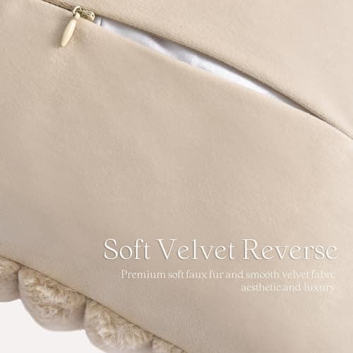 Pack of 2 Faux Fur Plush Throw Pillow Covers for Home Decor