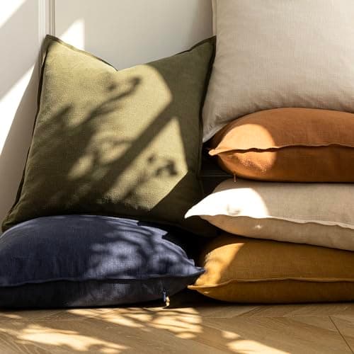 Set of 2 Olive Green Throw Pillow Covers for Home Decor - 20 x 20 Inch