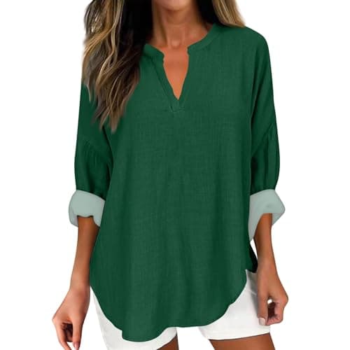 V Neck Long Sleeve Button Down Blouses