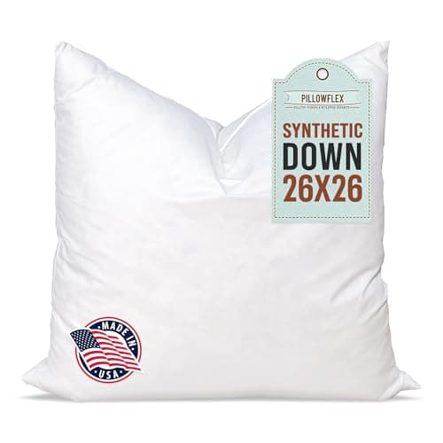 Pillowflex 26x26 Down Alternative Pillow Insert - Ultra Soft Decorative Throw