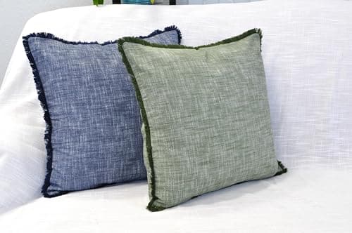 20x20 Boho Farmhouse Textured Cotton Pillow Covers with FringeAccent Pillowcases Set of 2