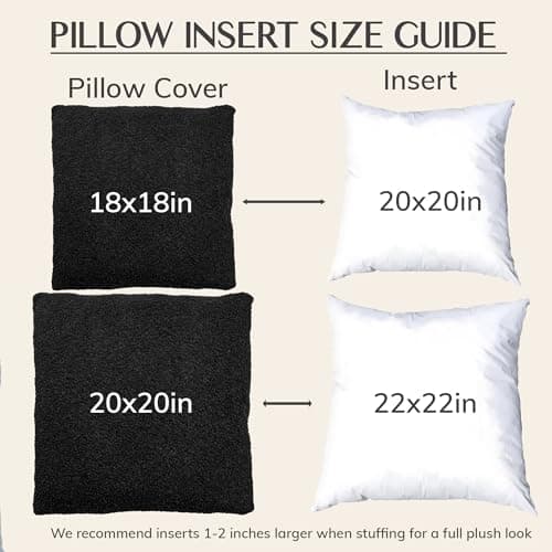 SAMIAH LUXE Black Teddy Boucle Pillow Covers, 18x18, 2pcs, Modern Farmhouse Boho Decor