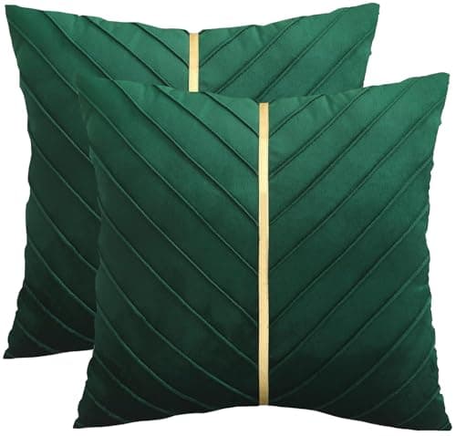Tosleo Gold Leather Decor 18x18 Inch Brown Velvet Throw Pillow Covers