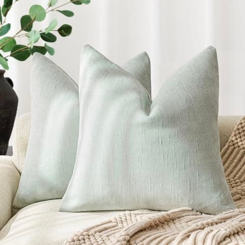 Farmhouse Style Set of 2 Throw Pillow Covers 18x18 Inch, Taupe