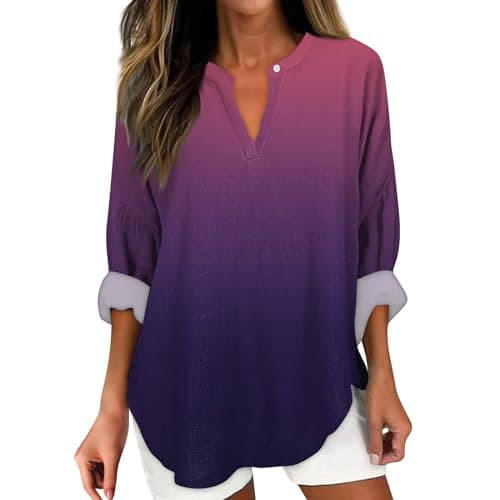 V Neck Long Sleeve Button Down Blouses