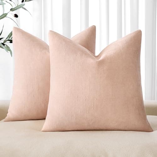 MIULEE Soft Chenille Throw Pillow Covers, Beige, 18x18 Inch