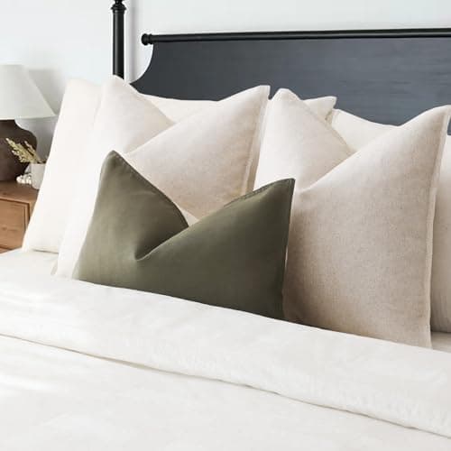 Foindtower 2 Pack Soft Modern Light Beige Farmhouse Throw Pillow Covers for Living Room Sofa
