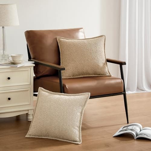 DFXSZ Simple Imitation Lamb Wool Throw Pillow Covers 18x18 Set of 2 Home Decor