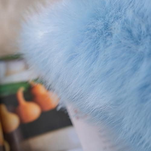 Blue Faux Fur Decorative Throw Pillow Covers for Sofa - Set of 2