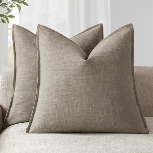 Foindtower Boho Farmhouse Pack of 2 Natural Beige 26x26 Inch Throw Pillow Covers