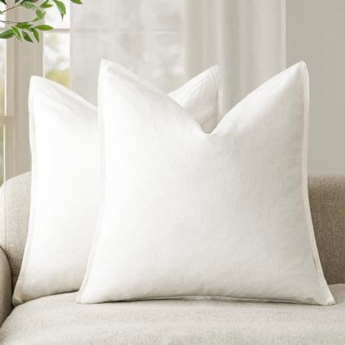 Foindtower Boho Farmhouse Pack of 2 Natural Beige 26x26 Inch Throw Pillow Covers