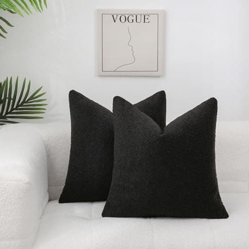 Artcest Black Textured Square Throw Pillow Covers 18"x18"