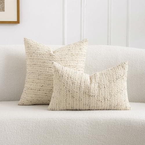 Zealax Textured Boucle 18x18 Cream Pillow Covers Square Accent Décor