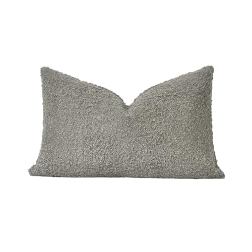 Textured Solid Boucle Pillow Cover 12x20 Inch, Cozy Woven Rectangle Cushion Cover for Sofa, Couch, Bed