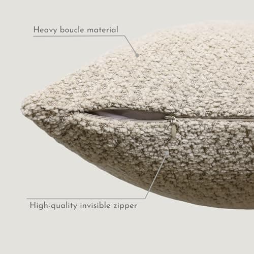 VOILYBIRD Beige 18x18 Inch Bouclé Throw Pillow Covers