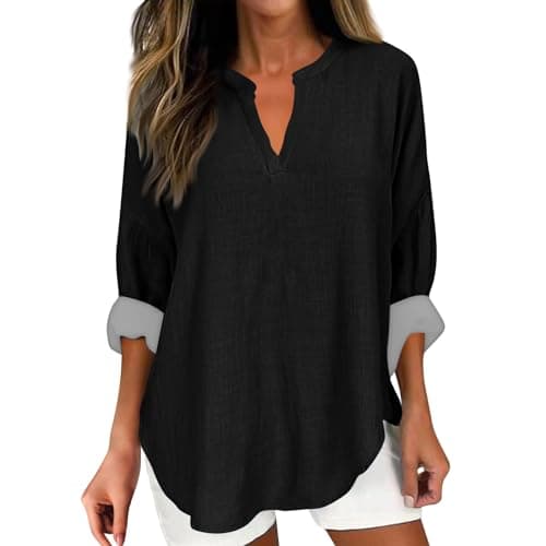 V Neck Long Sleeve Button Down Blouses