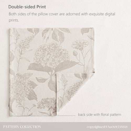 Vintage Floral Throw Pillow Covers for Farmhouse Home Decor - Set of 2, 18x18 Inch