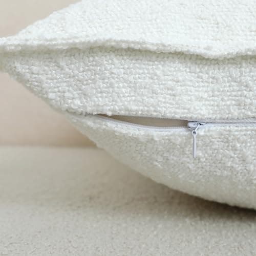Ligicky 18x18 White Textured Neutral Pillow Covers Pack of 2 Living Room Decor